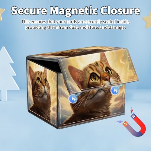 for MTG Commander Deck Box,Card Deck Box for Trading Yugioh MTG,Fits 100 Double Sleeved Cards,PU Leather Strong Magnet Case for Magic Commander TCG CCG,Cute Cat - color: Cute Cat