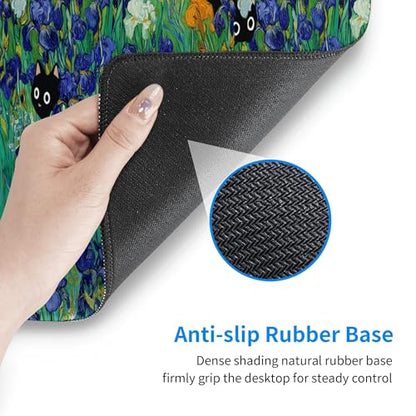 Black Cat Gaming Mouse Pad Extended Large Mouse Mat 31.5 X 11.8 Inch Nonslip Rubber Base Long Desk Pad Stitched Edges Mousepad Mice Pad for Office Home Game - color: Black Cat
