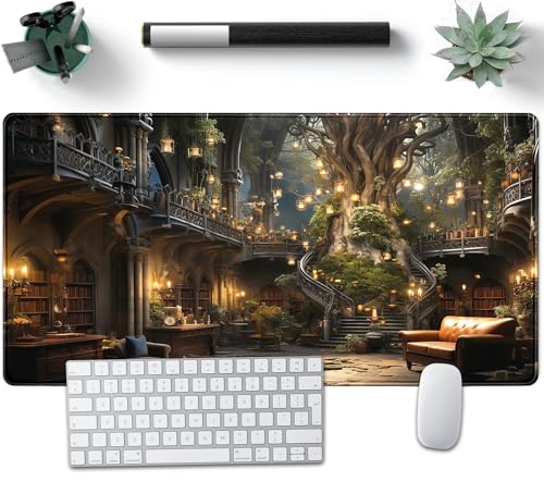 Dark Academia Bookish Desk Mat Adventure Dreams Extended Mousepad Large Gaming Mousepad Black Extended Mouse Pad XXL Laptop Computer Mouse Keyboard Mat 31.5 x 15.7 - color: A9- Bookish Academia