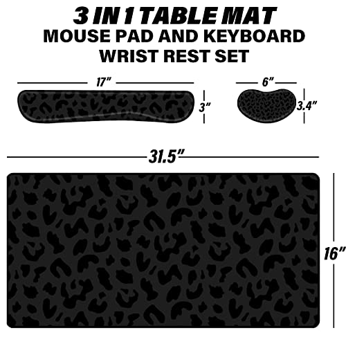 3Pcs Large Gaming Mouse Pad Desk Mat,Keyboard Mouse Wrist Rest Support Set,Extended Laptop Mouse Pad Memory Foam Non-Slip Base for Gamer Home Office(31.5x15.7in)-Black Leopard Cheetah - color: B1-Black Purple