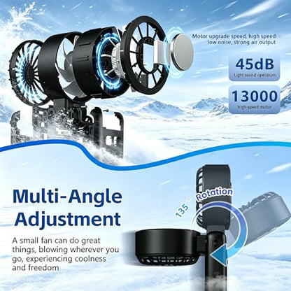 Handheld Fan with Ice Cooler, 100 Speed Infinite Adjustment Portable Turbo Fan, Semiconductor Cooling to 60°F, Rechargeable Personal Fan, Small Pocket Fan for Travel Camping Office Makeup