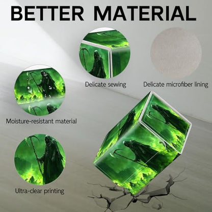 Trading Card Storage Box, Holds 100+ for MTG Cards, PU Leather with Magnetic Closure, Gothic Green Skeleton Durable Deck Box for Magic the Gathering, Trading Card Games - color: Gothic Green Skeleton