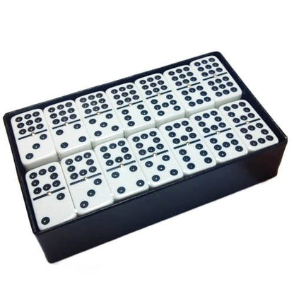 Marion Double 9 Domino Set (55 Tiles) Jumbo Tournament Professional Size with Spinners in Arcadian Paper Storage Box (White Arcadian) - color: White