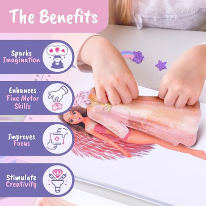Sticker Dress Up Angels and Fairies Activity Book for Girls | Features guided fashion paper doll scenes; perfect for creative kids ages 5 and up who love imaginative play. - color: Sticker Dress Up Angels and Fairies