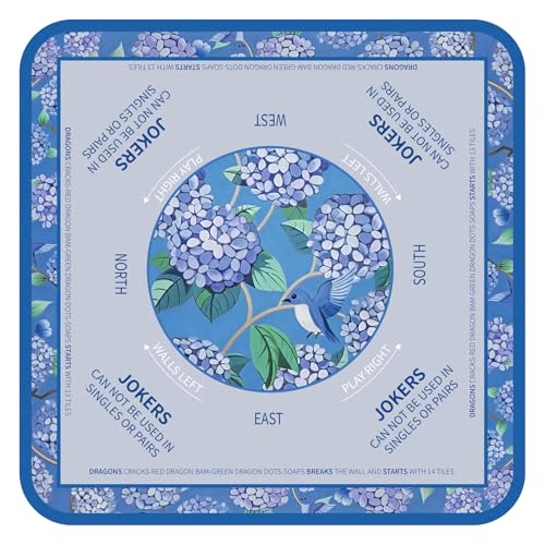 Tegeme Mahjong Mat Flower, Birds 31.5" X 31.5" Anti Slip Game Table Cover | Noise Reduction for Quiet Play, Chinoiserie Floral Design, Non Slip Backing Secures Mat, For Mah Jong Card Tile Games - size: 31.5" X 31.5", style: Flower, Birds