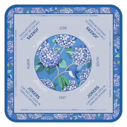 Tegeme Mahjong Mat Flower, Birds 31.5" X 31.5" Anti Slip Game Table Cover | Noise Reduction for Quiet Play, Chinoiserie Floral Design, Non Slip Backing Secures Mat, For Mah Jong Card Tile Games - size: 31.5" X 31.5", style: Flower, Birds