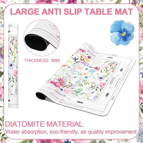 Tegeme Large Mahjong Mat 31.5 x 31.5 Inch Chinoiserie Flower Mahjong Mat | Anti Slip Game Rug for American Mah Jong Game Table Card Board Tile - size: 31.5" X 31.5", style: Floral