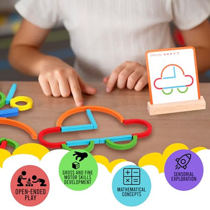 puzgic Stem Kids Toys for Creative Learning Building Educational Resources Kids Toy for Preschool and Kindergarten 3 4 5 6 Years Old Boys and Girls Brain Teaser Smart Sticks Toys