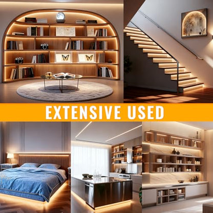 40Ft COB LED Strip Lights, Warm White 3000K Dimmable LED Light Strip with Remote, Seamless & No Strobe, Flexible & Cuttable, Complete Kit for Kitchen, Bedroom, Cabinet Lighting - color: 3000K
