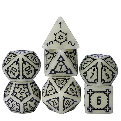 cusdie 25mm Giant DND Dice Glow in The Dark, 7 Pcs Luminous Polyhedral Dice Set, Glowing D&D Dice with Dragon Eye Dice Bag for Pathfinder RPG(Glow in The Dark) - color: Luminous