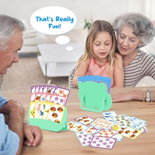 4 PCS Card Holders for Playing Cards, Playing Card Holder for Kids Adults Arthritis Little Hands,3 Layers Stand Foldable Card Holder for Card Games Parties Travel Family Game Night (Green)