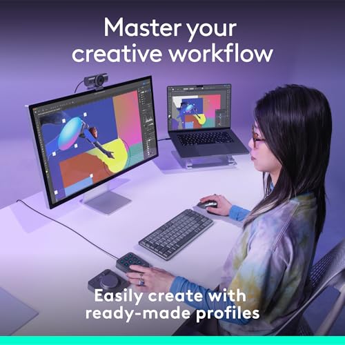 Logitech MX Creative Console 9 Customizable Keys - Graphite | Control Dial, for graphic design, Zoom and Spotify, includes 3-Month Adobe Cloud Membership, Stream Deck Accessories - color: Graphite
