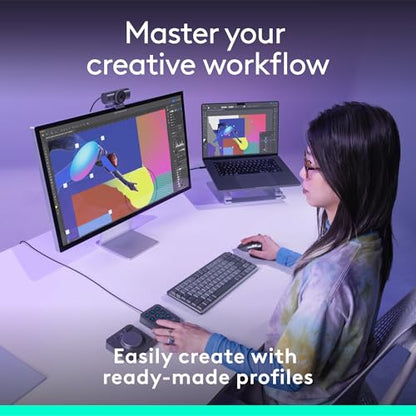 Logitech MX Creative Console 9 Customizable Keys - Graphite | Control Dial, for graphic design, Zoom and Spotify, includes 3-Month Adobe Cloud Membership, Stream Deck Accessories - color: Graphite