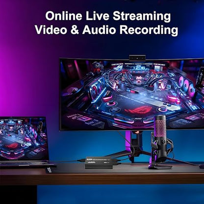 4K HDMI Video Capture Card, HDMI to USB 3.0 Capture Card for Streaming and Recording, 4K@60Hz Input Passthrough 1080P@60Hz Out, Compatible with Switch/PS5/Xbox/PC/Camera/Mac/OBS/XSplit