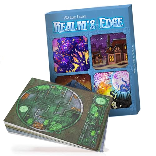 Dungeon Craft Realm's Edge Trio Bundle – Realm’s Edge Board Game & 2 Double-Sided Battlemaps (City Pack & Turned Earth Pack) – Wet/Dry Erase, D&D Compatible, 24"x33" 1" Grid, Adventure Set