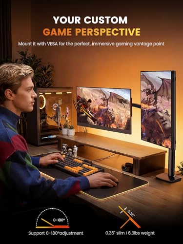 UPERFECT Portable Gaming Monitor 144Hz 2.5K, 16” 100% DCI-P3 QLED Portable Monitor, 400 Nits FreeSync Monitor, USB-C & MINI HDMI, VESA & Case, Travel Second Screen for Laptop, Computer, Game Consoles - size: 16"