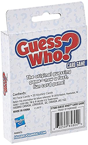 Hasbro Gaming Guess Who? Card Game for Kids, 2 Player Guessing Game, Fun Summer Activities, Vacation Travel Essentials, Ages 5+