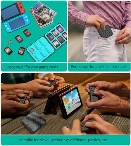Switch Game Case Holder - 2 Pack Mini Game Organizer Small Portable Traveler Gift Accessories with 24 Cartridge Slots and 24 Micro SD Card Storage, Magnetic Closure, Hard Shell and Soft Lining
