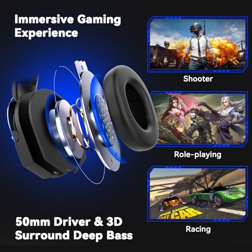 IMYB A88 Gaming Headset with Microphone, Stereo Wired Noise Cancelling Over-Ear Headphones with Mic for Pc, Ps5, Xbox One Series X/s, Ps4, Computer, Laptop, Mac, Nintendo, Gamer (Blue) - color: Blue