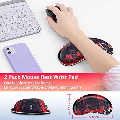 Mouse Wrist Rest, Canjoy 2 Pack Wrist Rest for Mouse Memory Foam Wrist Pad | Soft Fabric Mouse Wrist Rest Pad Support Cushion with Anti-Skid Rubber Base,Ergonomic Pain Relief Mouse Hand Rest - color: Black Red