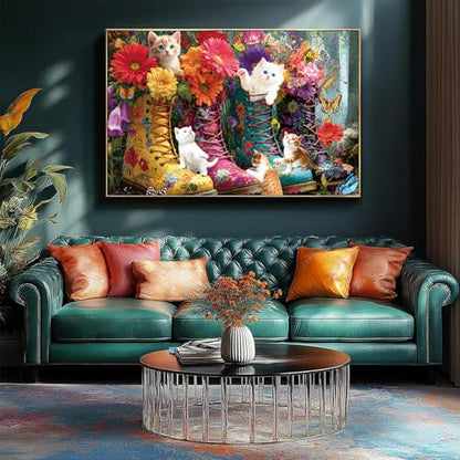500 Pieces Puzzle for Adults, Puzzles for Adults 500 Pieces, Retro Martin Boots Cats Flowers Jigsaw Puzzle, Challenging Puzzle Perfect for Game Nights, 20.5 X 15 in - color: Retro Martin Boots