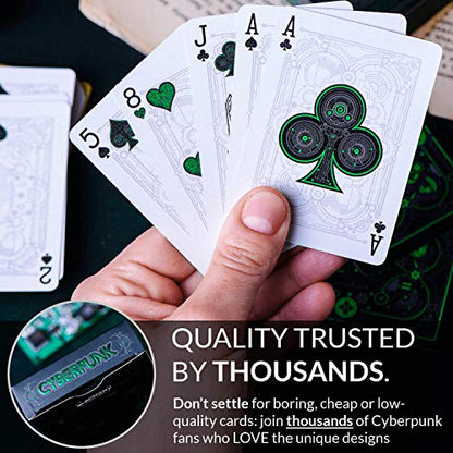 Cyberpunk Green Cardistry Deck, White Cyberpunk Playing Cards for Kids & Adults with e-Book, Poker Deck - color: Green
