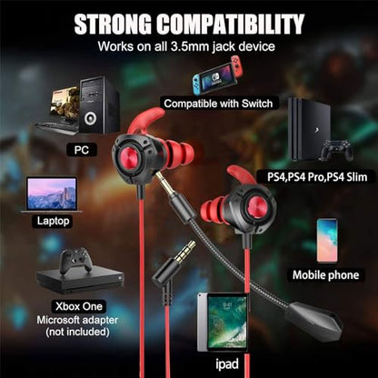 Gaming Headset with Microphone Wired Gaming Earbuds PC for PS4 PS5 One PlayStation 5 Games Mobile Phone,Detachable Stereo Bass Earphones Noise Cancelling Gaming Headphones with Mic Black - style: Style-03