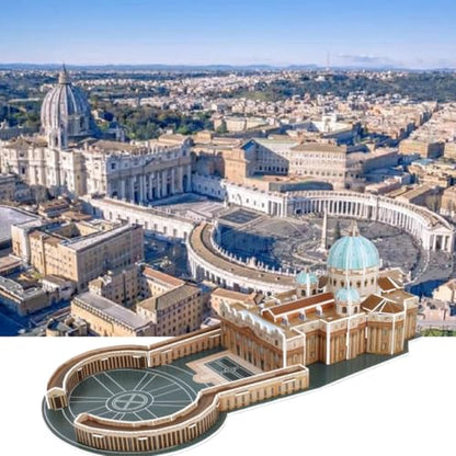 Architecture World Famous of 3D Puzzle.Build Your Own Collection of 17 Global Landmarks (Notre Dame, Colosseum) - Educational DIY Model Kit for Kids & Adults. (St. Peter's Basilica) - color: St. Peter's Basilica