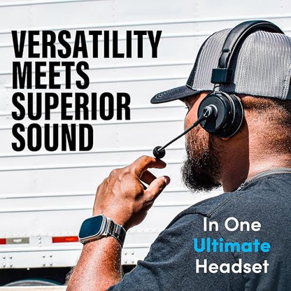 Blue Tiger Premium Elite Ultimate Single and Dual Ear 2-in-1 Bluetooth Headset – Professional Noise Cancellation Head Set with Microphone – USB-C Fast Charge & Long Battery Life