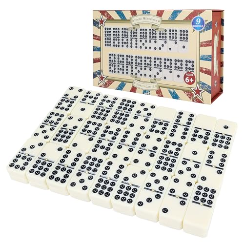 Offelec Double 9 Dominoes Set, 55 Tiles Classic Board Game in Magnetic Closure Box - Premium Dominoes for Adults, Kids & Family, Perfect for Game Night, Travel & Parties, Ages 8+ Up to 6 Players - color: Double 9 Dominoes