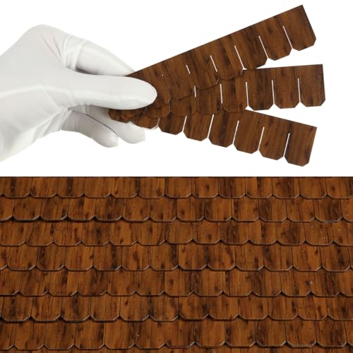 Miniature Roof Shingle Strips for 1:12 Scale Dollhouse Roofing | Set of 25 Strips, REDUCIO! - color: Warm Brown Wood