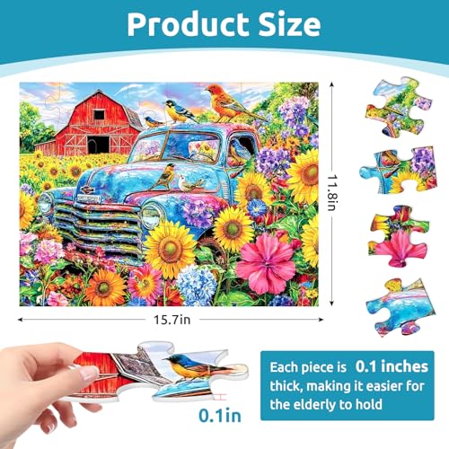 3 Packs 48 Large Piece Puzzle for Seniors,Dementia Alzheimer's Products Activities for Elderly Adults,Alzheimer’s Puzzle Memory Cognitive Games Easy Jigsaw Puzzle Gifts（Cats） - style: 48 Large Pieces Cats
