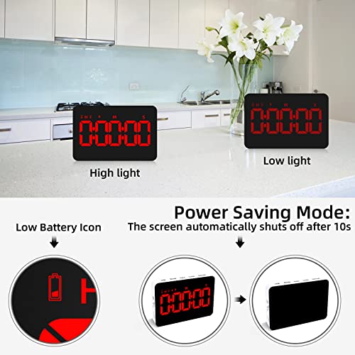 PERSUPER Digital Timer Kitchen Timer Count Down Up Rechargeable Kitchen Gadgets Vibration Mode Adjustable Volume and Brightness LED Display Time Management for Cook, Desk, Kids Adults Study Teaching | Adjustable Volume and Brightness LED Display, Time Man