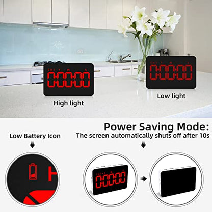 PERSUPER Digital Timer Kitchen Timer Count Down Up Rechargeable Kitchen Gadgets Vibration Mode Adjustable Volume and Brightness LED Display Time Management for Cook, Desk, Kids Adults Study Teaching | Adjustable Volume and Brightness LED Display, Time Man