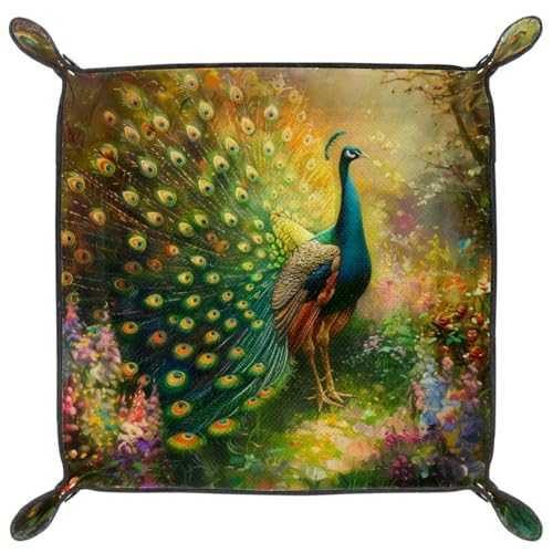 Peacock Dice Tray Dice Rolling Tray Folding Dice Holder for Dice Games, Like RPG, DND and Other Table Games - color: Multi 5