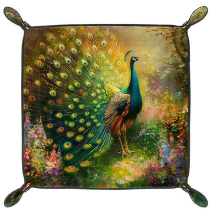 Peacock Dice Tray Dice Rolling Tray Folding Dice Holder for Dice Games, Like RPG, DND and Other Table Games - color: Multi 5