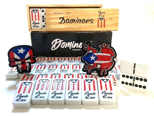 Puerto Rico Dominoes Premium Puerto Rican Flag Domino Double Six for Adults Size