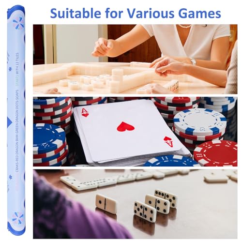 Jongyance Learning Mahjong Mat (31.5”x31.5”) with Black Carrying Bag, Anti-Slip, Noise-Reducing, Mahjong Table Mat for Mah-jongg,Poker, Board Games, Dominoes, and Card - color: Light Blue