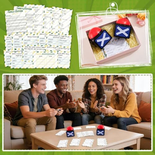 Family Friendly Feud Game with 2 Answer Buzzers, Fun Family Board Games for Adults and Teens Feud Card Trivia Quiz Reunion Activities for Holiday Party Family Office Group Team Building - style: Family