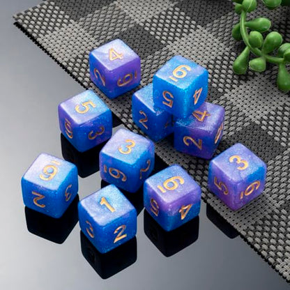 10 Pieces Polyhedral D6 Dice Set, 6 Sided Dice 16mm Square Edge Dice for RPG MTG DND Table Games (Pink Blue) - color: Pink Blue