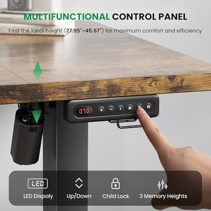 SIAGO Electric Standing Desk Adjustable - 63 x 24 Inch Sit Stand up Desk with Cable Management - 3 Memory Preset Adjustable Height Table | Smooth Height Adjustment, 200lbs Stability, 3 Memory Presets, Cable Management, Pre-Labeled Easy Assembly - color: R