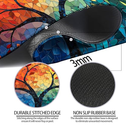 Fantasy Tree of Life Gaming Desk Mat, Computer Keyboard Large Extended Long Abstract Mouse Pad for Office and Home, XL (W04) - color: W04