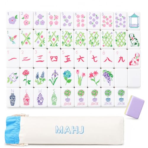 4 Layer Mahjong Tiles, 160 Pcs Premium Acrylic American Mahjong Set with Dice Bag, 13 Styles Available Clear Engraved Western Game for Adults Home Travel Parties & Social Games (11) - color: 11