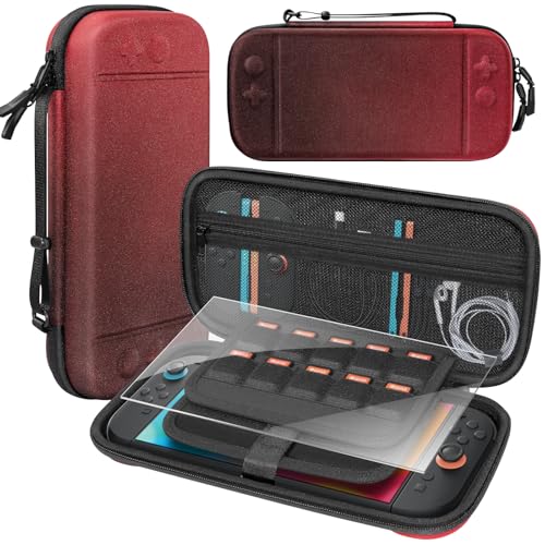 BRHE Switch 2 Carry Case Compatible with Nintendo Switch 2 Console | Large Capacity Switch 2 Case, Travel Bag for Switch 2 Console & Accessories, 30 Game Card Slots (Black Red Gradient) - color: Black Red Gradient
