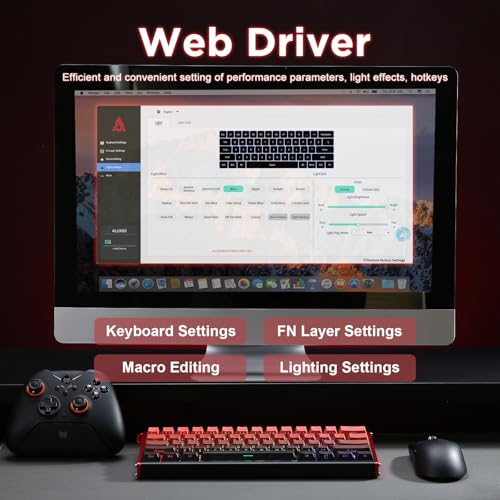 Alux60-60% Mechanical Gaming Keyboard Wired, Magnetic Switch Hot Swappable, Rapid Trigger Hall Effect Magnetic Switches, 8K Hz Polling Rate, RGB Small Keyboard for Mac/Win (Red) - color: Red