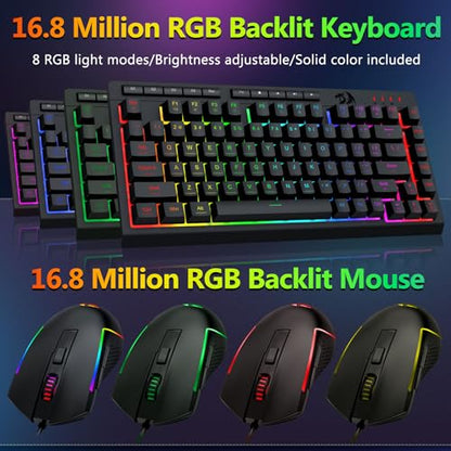Redragon Wired Gaming Keyboard and Mouse Combo, RGB Backlit, Black