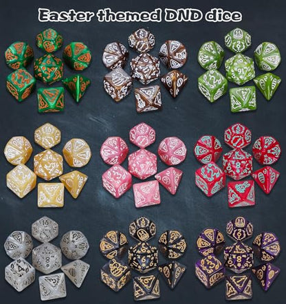 CiaraQ Holiday Theme Polyhedral Role Playing Dice with Pouch | 26 acrylic dice sets – 182 pcs total, 7 per set (D4-D20). Lightweight & durable. Great for D&D & tabletop games. Ages 14+. - color: 26 Colors - Festival Theme