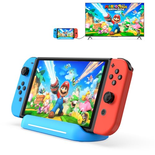 5 in 1 Switch Dock for Nintendo Switch OLED TV Adapter Switch Docking Station with HDMI USB 3.0 Port Type C Charging Type C Connectors Travel Switch Base Portable USB C Hub Stand - color: 5 in 1 Blue
