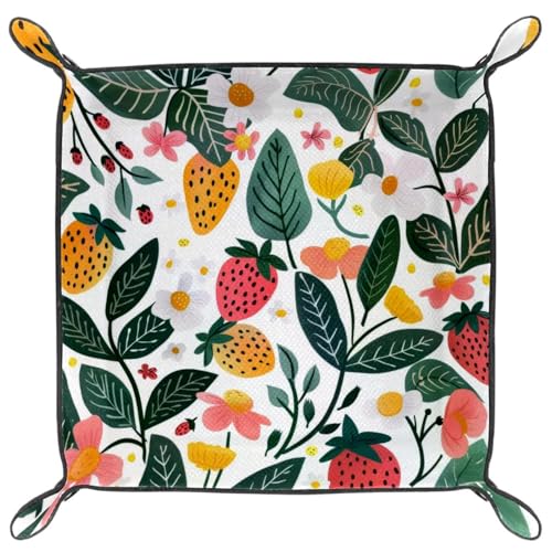 Strawberry Florals Dice Tray Dice Rolling Tray Folding Dice Holder for Dice Games, Like RPG, DND and Other Table Games - color: Multi 3