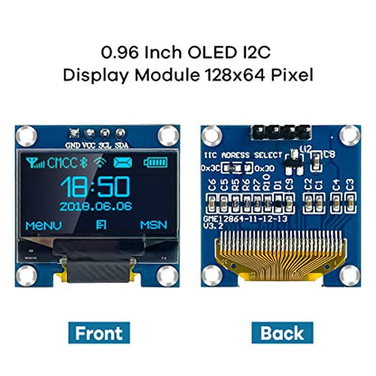 Hosyond 5 Pcs 0.96 Inch OLED I2C IIC Display Module 12864 128x64 Pixel SSD1306 Mini Self-Luminous OLED Screen Board Compatible with Arduino Raspberry Pi (Blue) - color: Blue